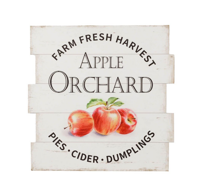 Audrey's Wood Plank Apple Orchard Wall Sign Decor 22"x22"H