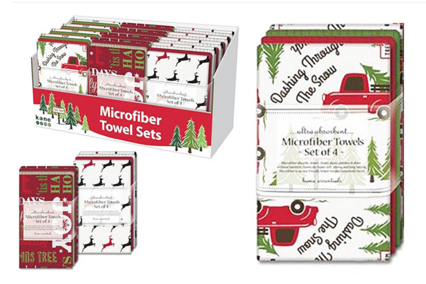 Christmas Microfiber Hand Towels (4 PK)