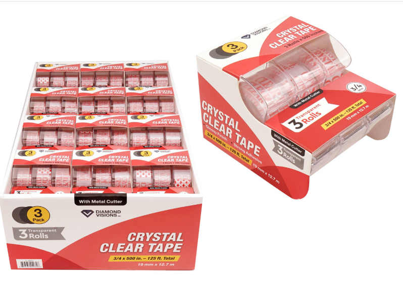 Clear Tape with Dispenser (3 PK x 500")