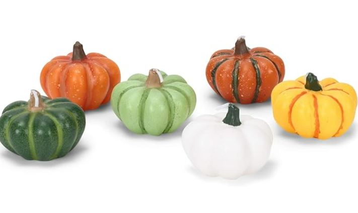 Set of 6 Wax Pumpkin Candles Fall Home Decor
