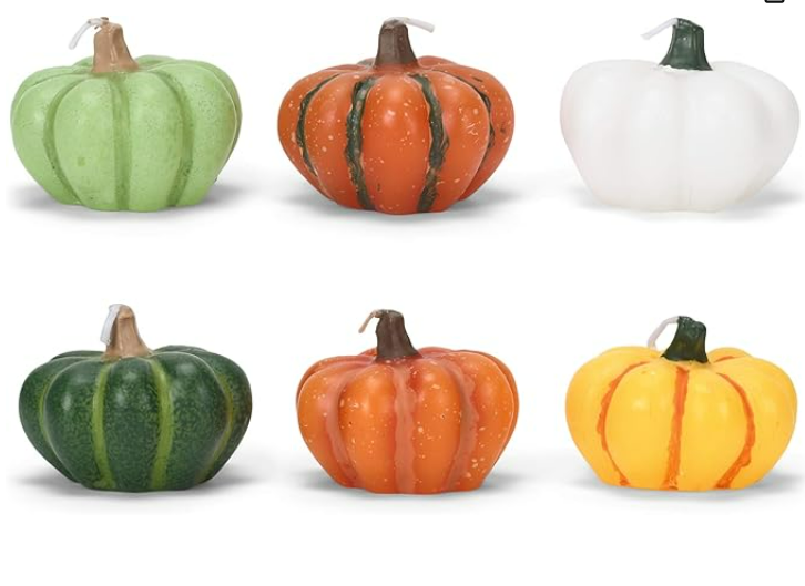 Set of 6 Wax Pumpkin Candles Fall Home Decor