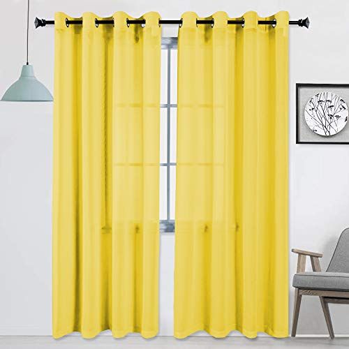 Yellow Sheer Curtains 52 x 95in 2 Panels