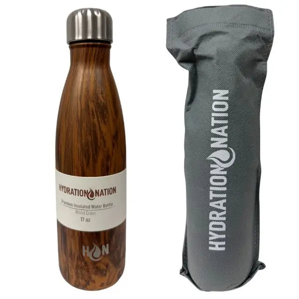Hydration - Stainless Steel 17OZ Woodgrain Water Bottle - Insulated