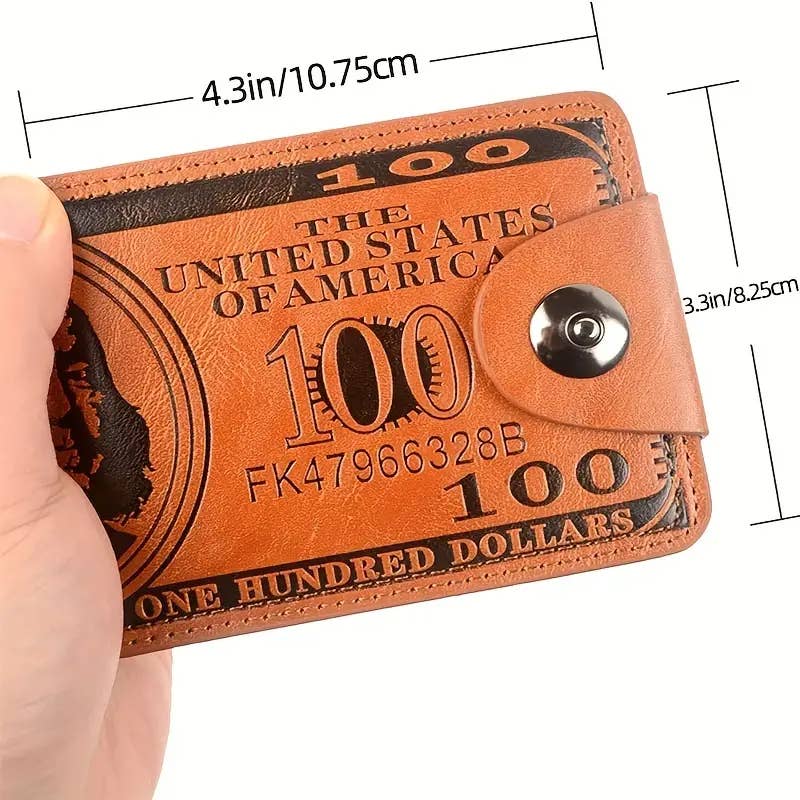 Men's Us Dollar Bill Leather Bifold Wallet