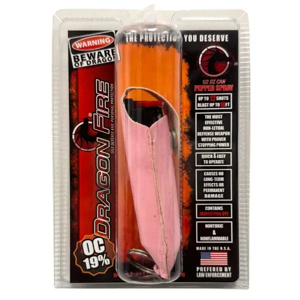 Dragon Fire - .5OZ Peeper Spray & Keychain Case - Contains Identifying Dye