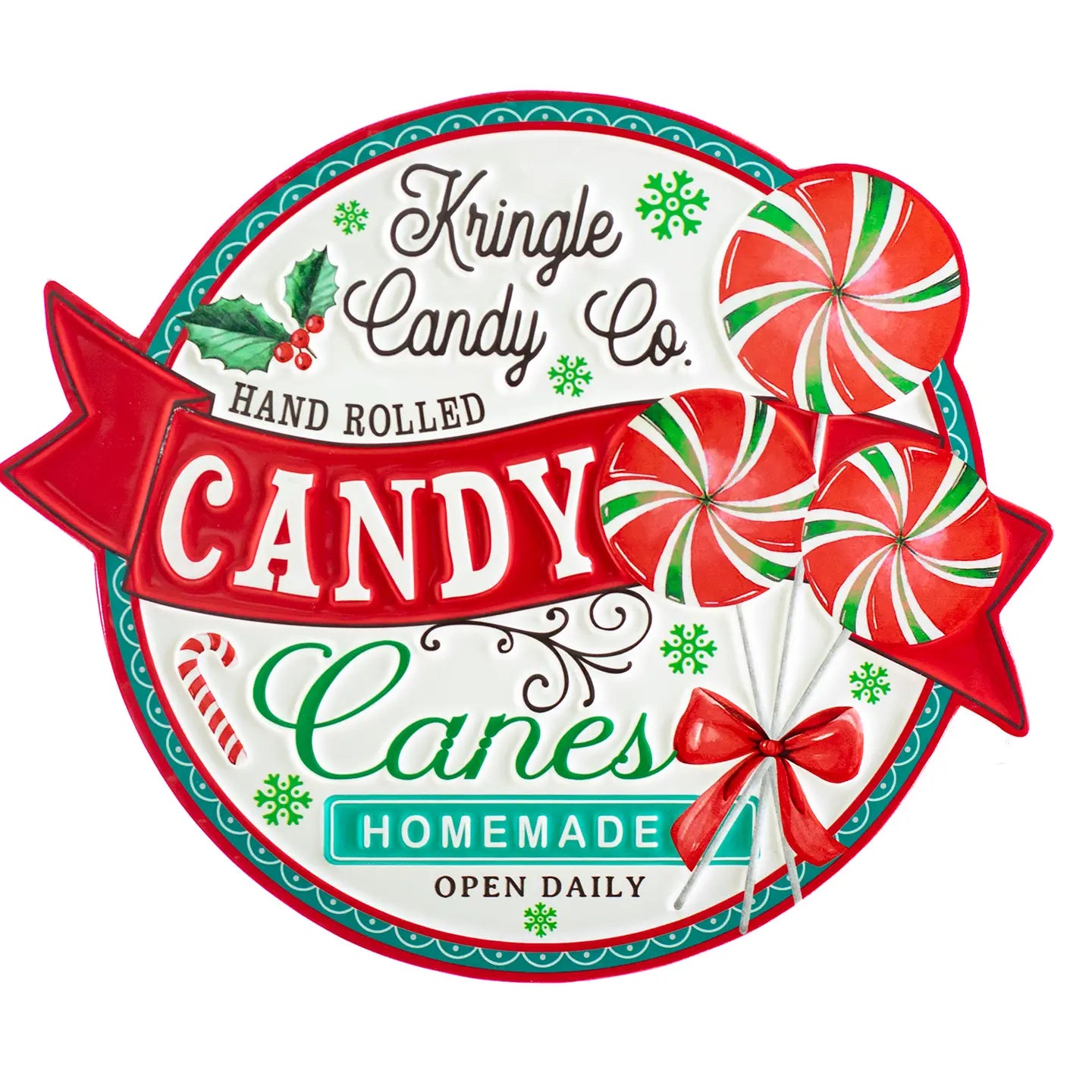 Candy Cane Metal Wall Sign