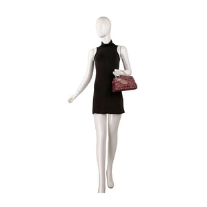 Highly Decorative Peacock Accented Evening Bag-Wine