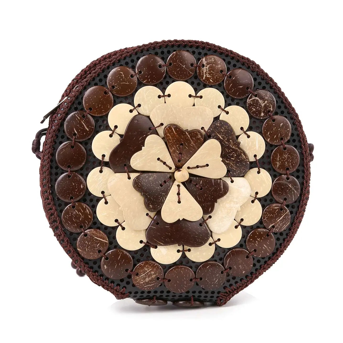Decorative Round Shoulder Bag-Coffee