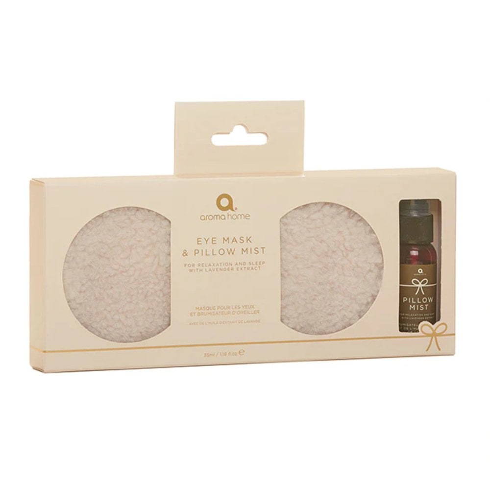 Aroma Home Eye Mask & Pillow Mist, Cream Faux Shearling 1.8oz Lavender Pillow Mist