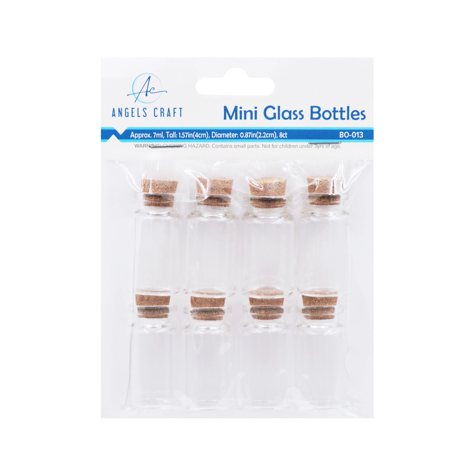 8ct Glass Bottle Containers with Cork Lid Size 0.87" x 1.57", 7ml