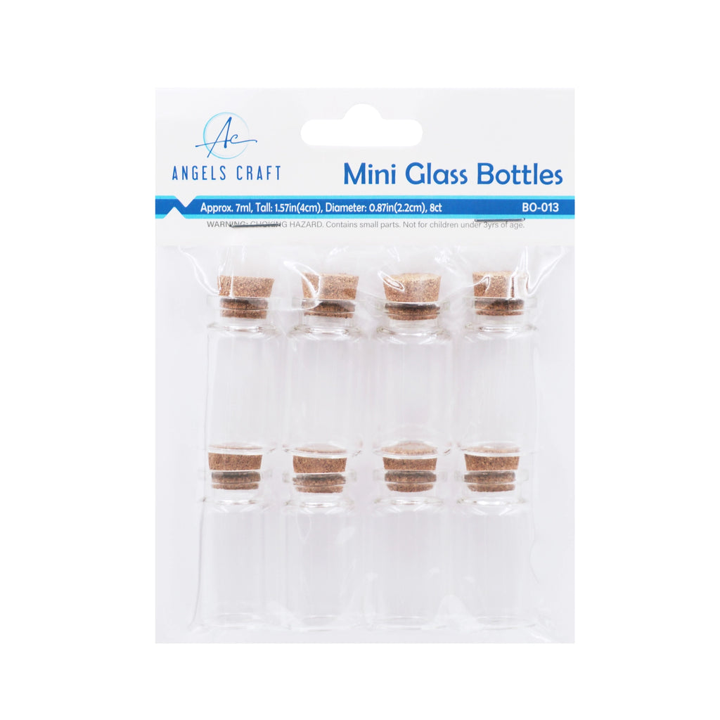 8ct Glass Bottle Containers with Cork Lid Size 0.87" x 1.57", 7ml