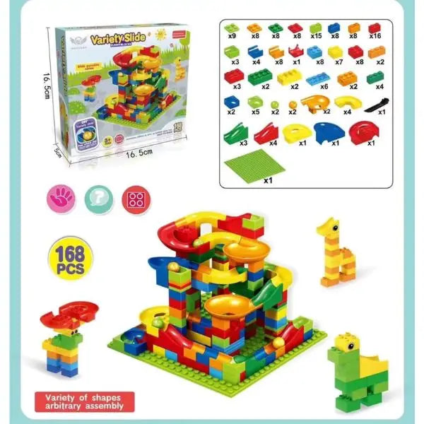 The Marble Run Variety Slide - 168PC STEM Funny Block Building Kit - Balls Included