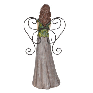 Floral Woodland Angel Holding Birdhouse Statuary