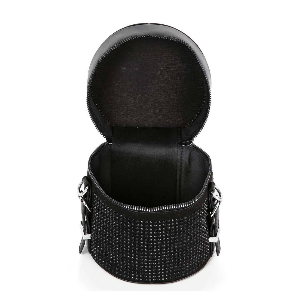 Petite Rhinestone Cylindrical Evening Bag-Black