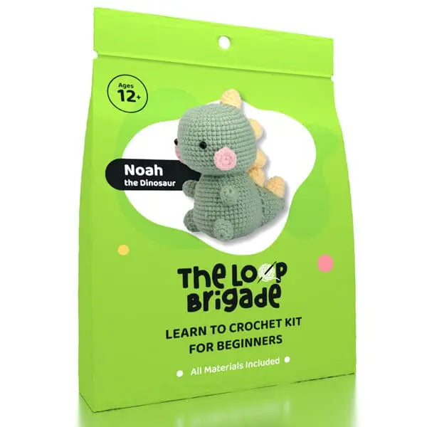 The Loop Brigade: Diy Mini Crochet Plush Toy Complete Kit For Beginners - Noah the Dinosaur