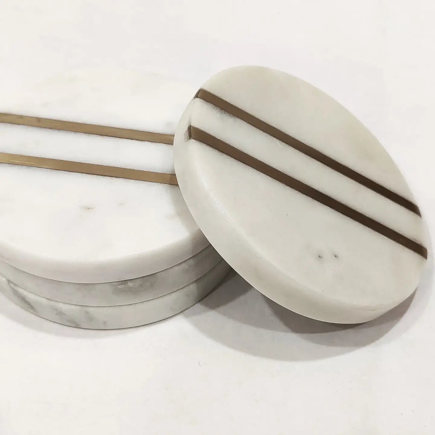 Set of 4 White Marble Coasters