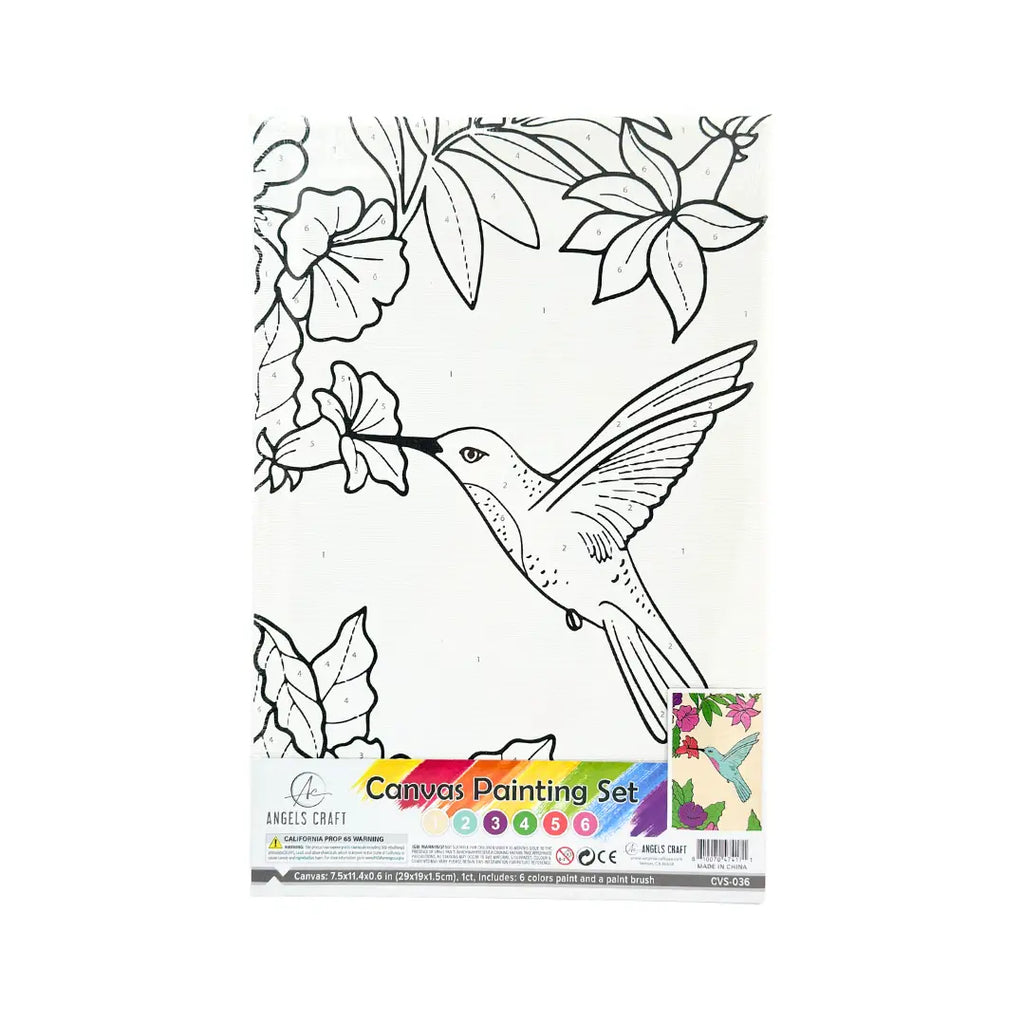 Canvas Paint Set - Color By Number, 7.5 X 11.4 X 0.6in-Hummingbird