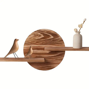 Chic Circle Wooden Floating Shelf - 13" x 28" Wall-Mounted Display