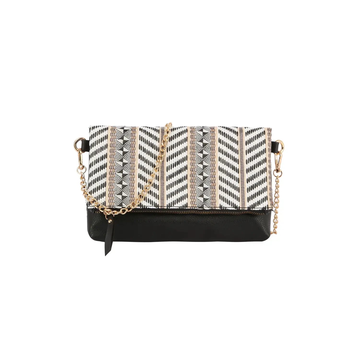 Colorful Woven Crossbody Bag-Black