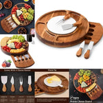 CTFT Cookery - #K5246-BlkBoxAcacia - 12"x12" Premium Acacia Cheese Board & Cutlery Set