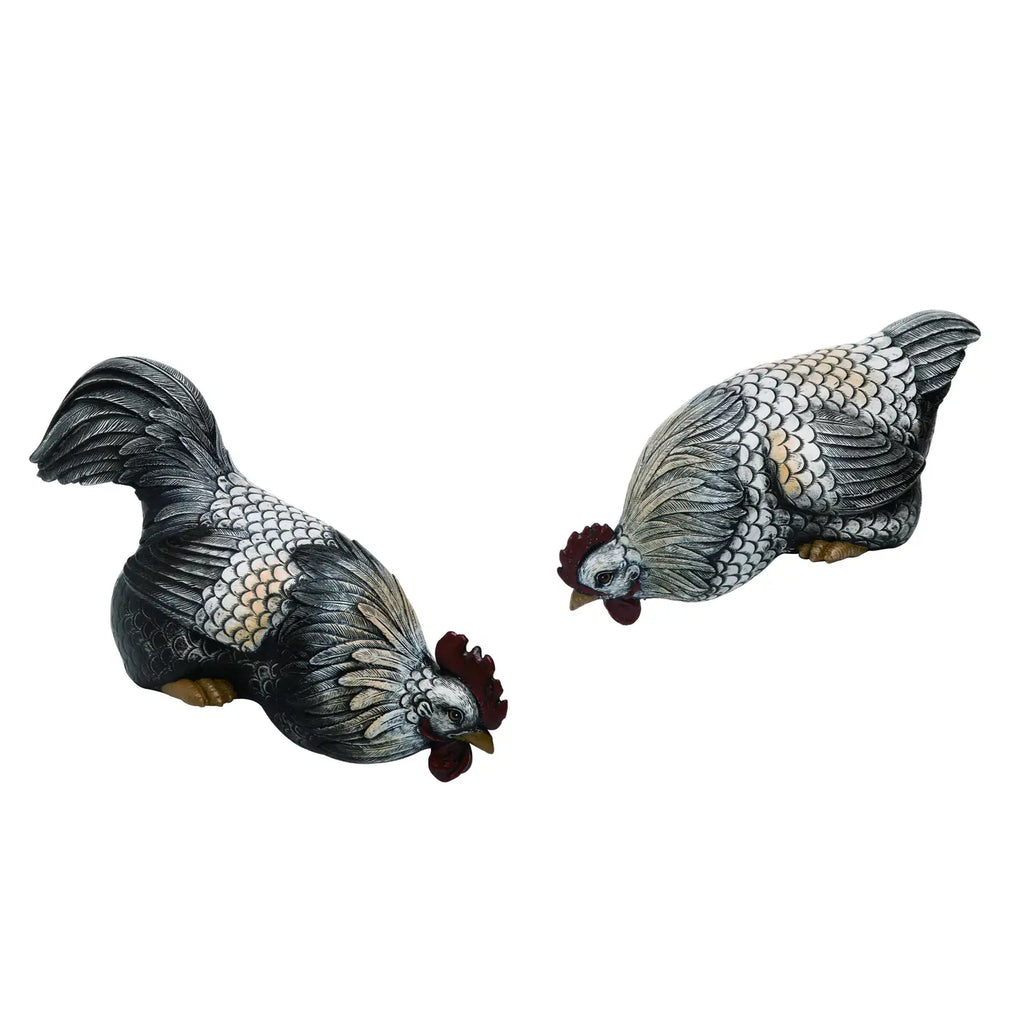 Resin 10.75" Multicolor Spring Peeking Chicken Set 2
