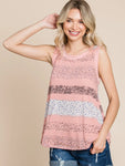Plus Size Floral Sleeveless Tank Tunic-Pink