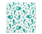 (Mermaid Print) - 100% Organic Muslin Everything Blanket by ADDISON BELLE -47' x 47"