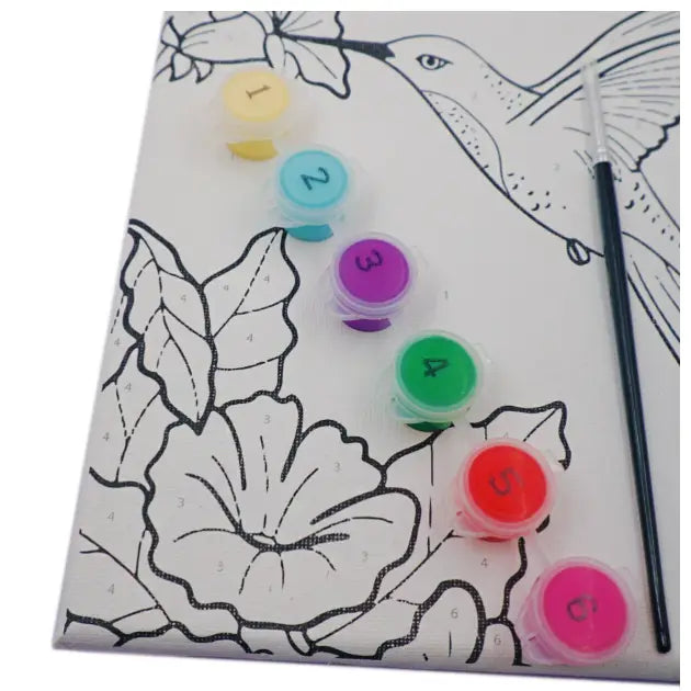 Canvas Paint Set - Color By Number, 7.5 X 11.4 X 0.6in-Hummingbird