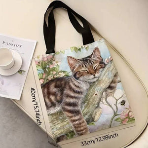 Cat On Blossom Branch Tote Bag – Whimsical and Functional