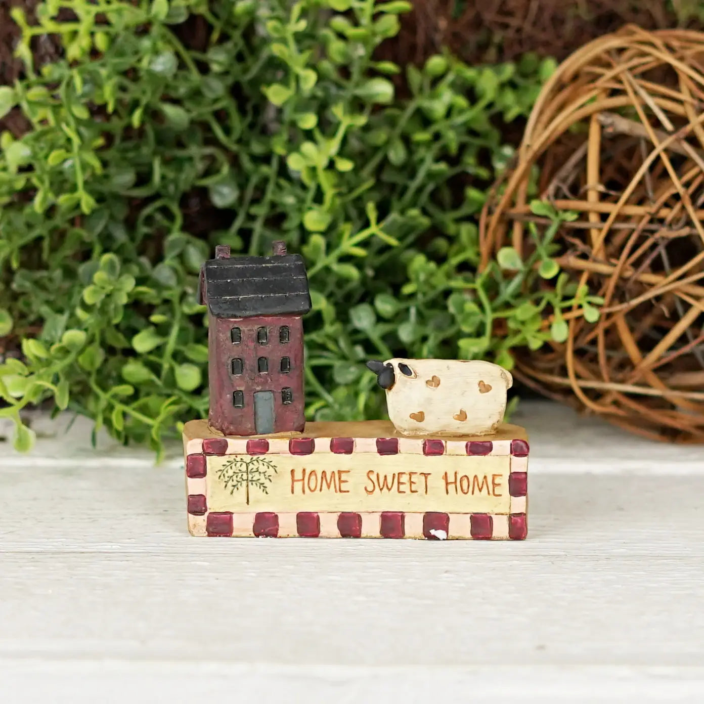 Word Block Figurine-Sheep with House-Home Sweet Home
