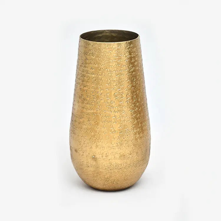 Alum Gold Hammered Vase-6 x 6 x 11 in