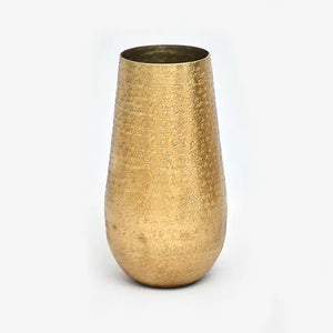 Alum Gold Hammered Vase-6 x 6 x 11 in