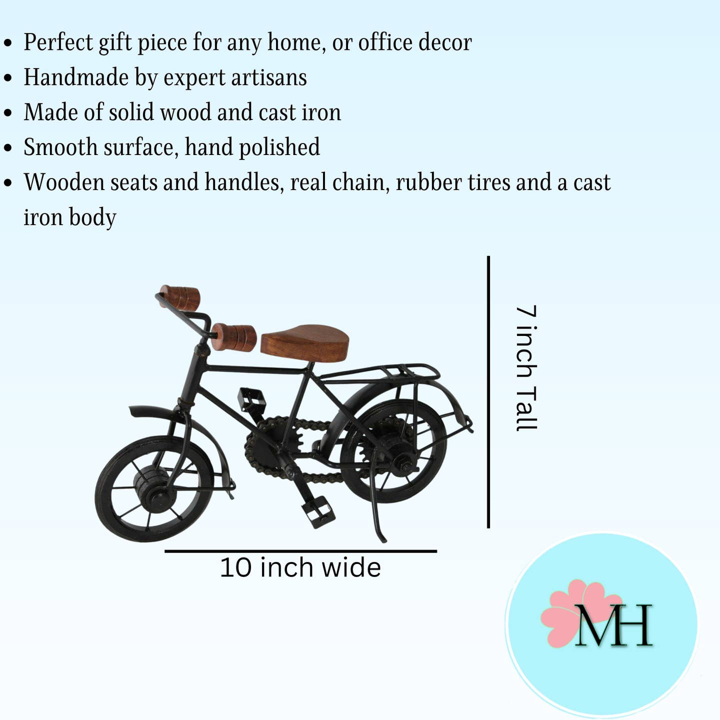 Wooden Iron Bicycle Centerpiece - Rustic Vintage Style
