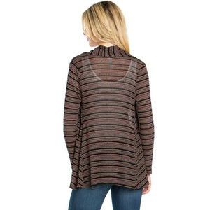 Stripe Long Sleeve Sheer Cardigan