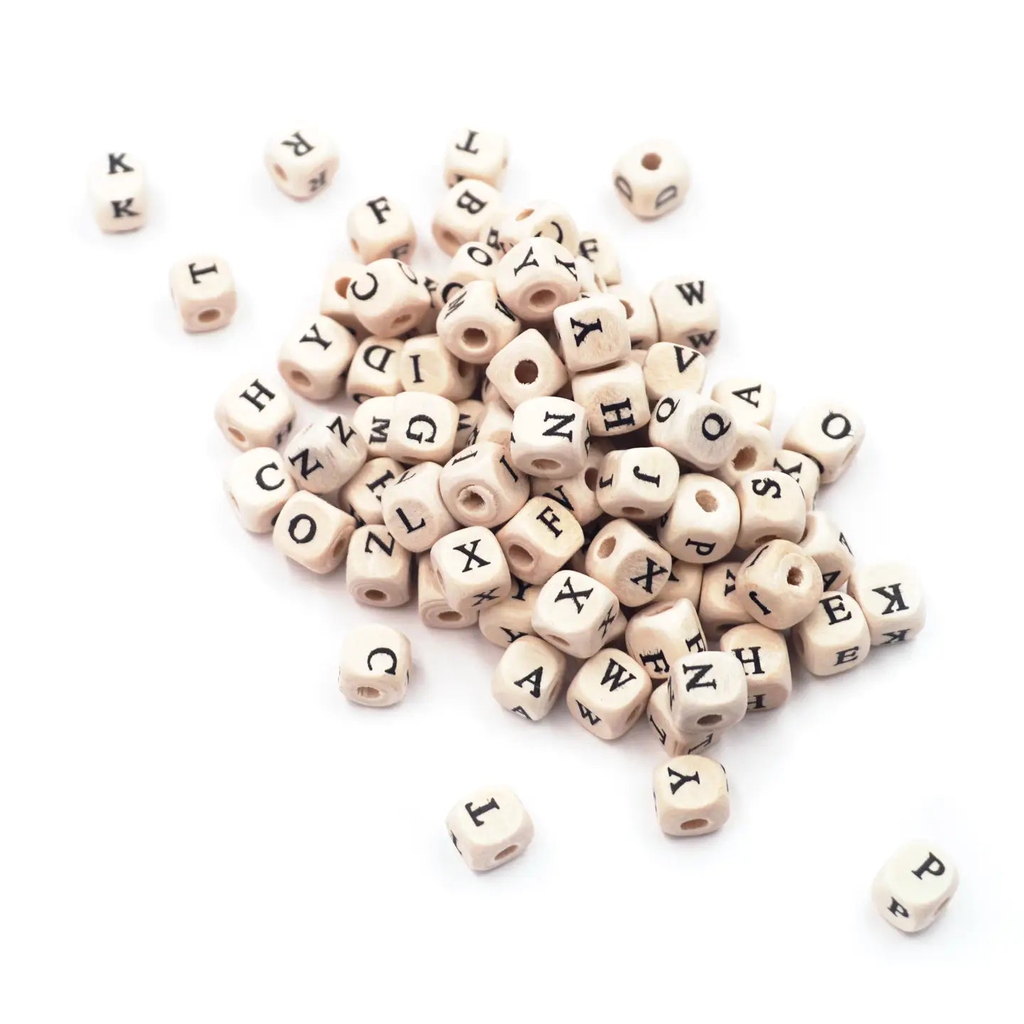 100ct Wooden Alphabet Beads Size 0.31" (8mm)