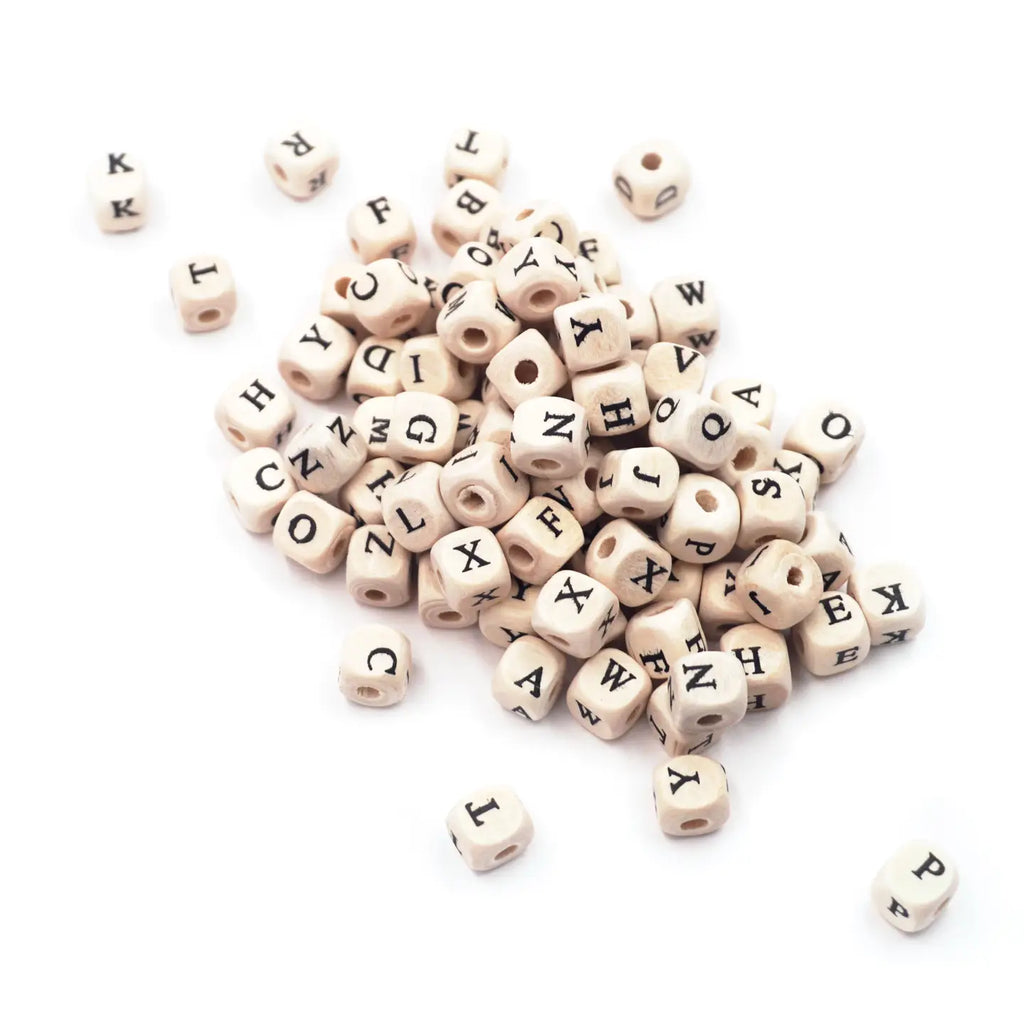 100ct Wooden Alphabet Beads Size 0.31" (8mm)