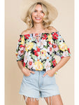 Plus Size Off shoulder Fashion Top with Puff Sleeve