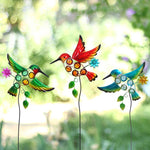 Metal & Glass Hummingbird Garden Stakes