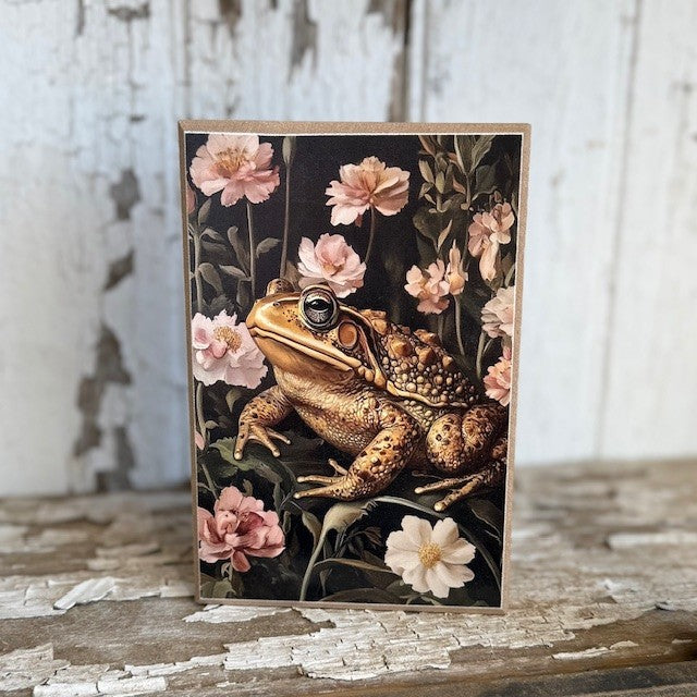 Floral Frog Block Tabletop Sign