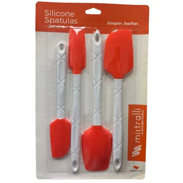 Orange- 4Pack Silicone Premium Spatula Set -Heat Resistant, Non Sticking