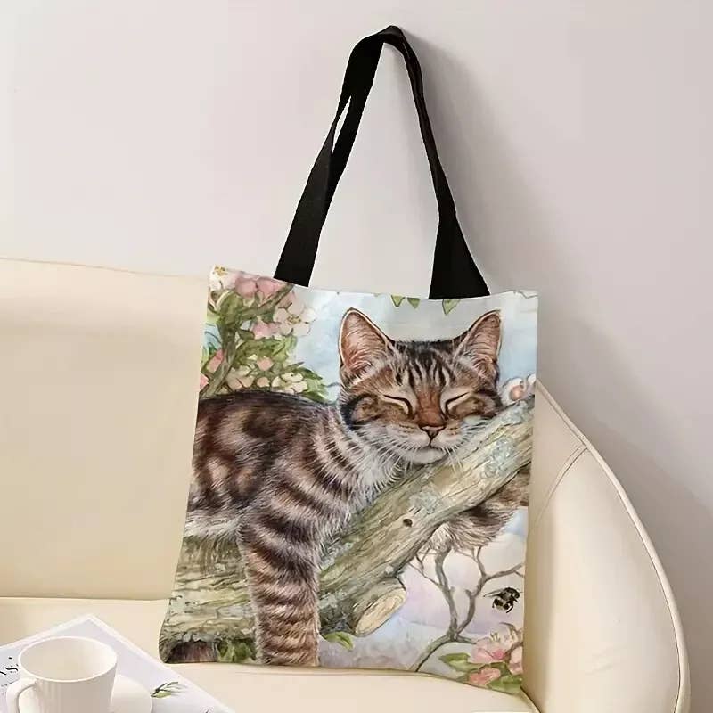 Cat On Blossom Branch Tote Bag – Whimsical and Functional