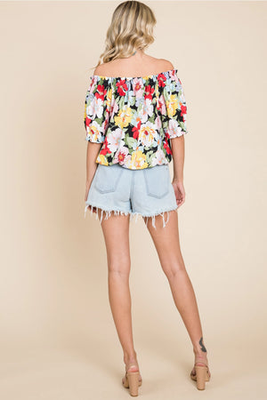 Plus Size Off shoulder Fashion Top with Puff Sleeve