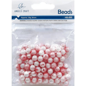 35g Acrylic Beads 0.3" (8mm)-Comes in White or Pink Colors