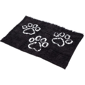 26"x35" Microfiber Chenille Pet Mat w/Paw Prints, Black, 100% Polyester