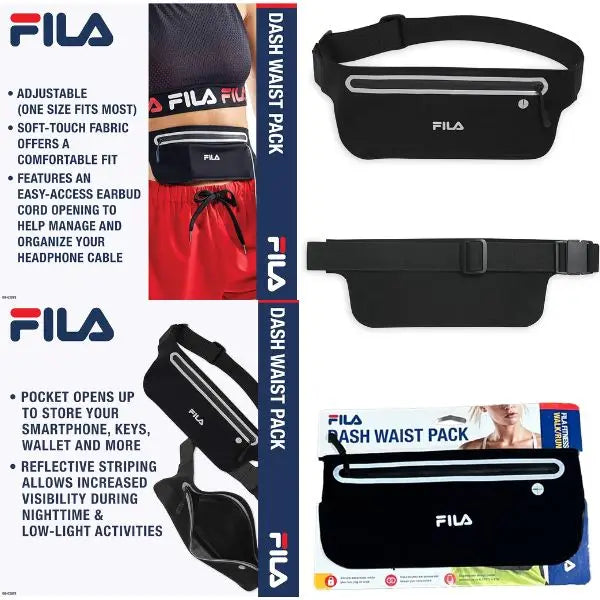 Fila Fitness - The Dash Waist Pack - #63878 - Moisture Wicking Expandable Fabric - Adjustable Waist To Fit All Body Types