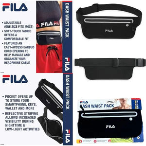 Fila Fitness - The Dash Waist Pack - #63878 - Moisture Wicking Expandable Fabric - Adjustable Waist To Fit All Body Types