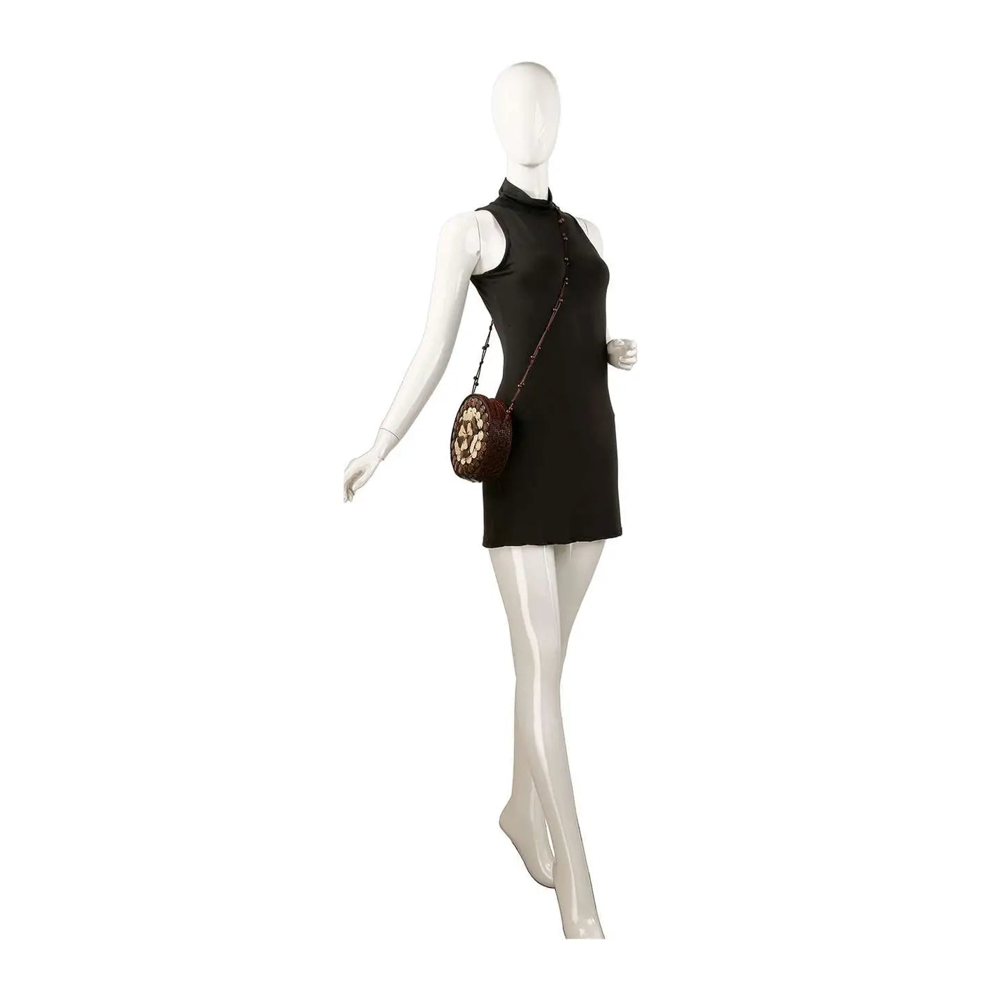 Decorative Round Shoulder Bag-Coffee