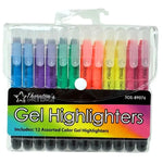 Office Supplies - 12Pack Assorted Color Gel Highlighters