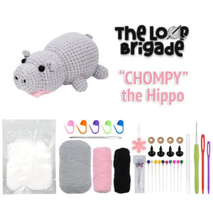 The Loop Brigade: Diy Mini Crochet Plush Toy Complete Kit For Beginners - Chompy the Hippo