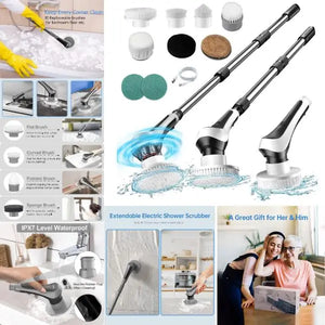 Vovguu Spin Scrubber  - Expandable to 6' - 10 Different Cleaning Heads - USB Charging